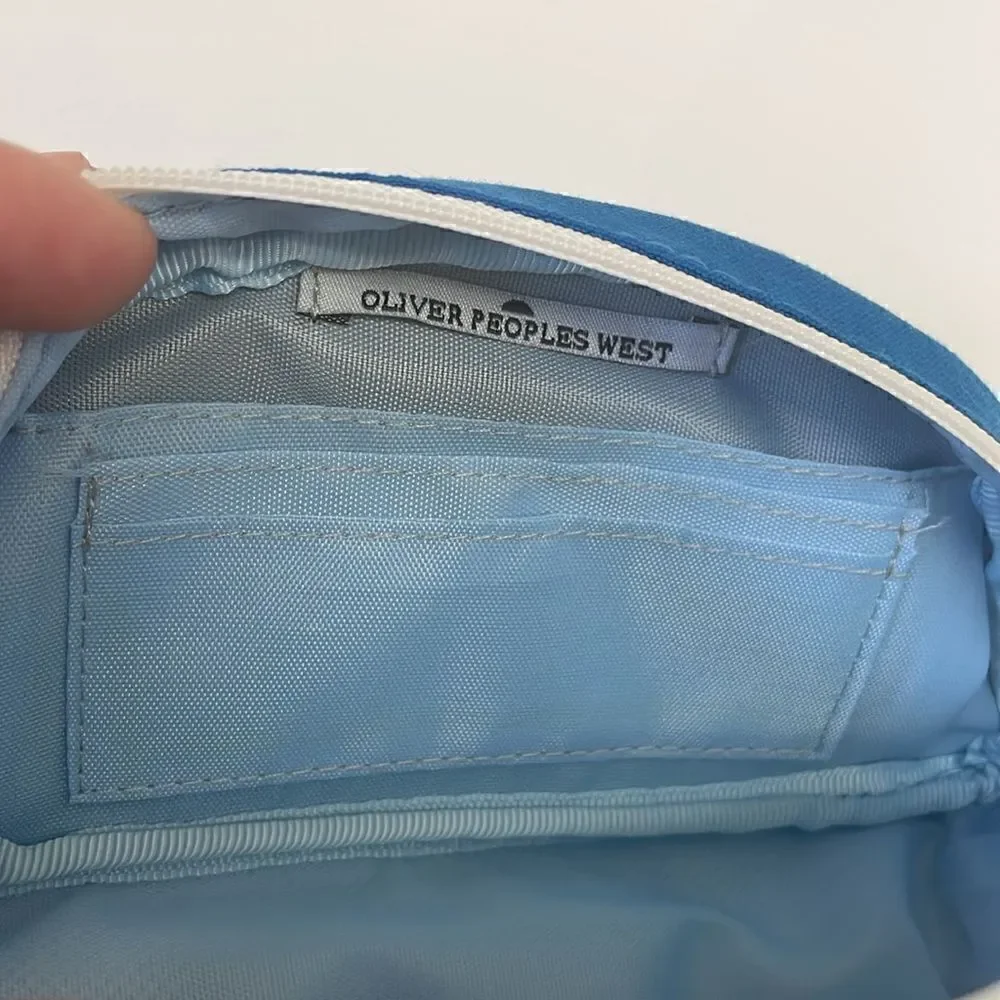 Oliver Peoples Blue Zippered Sunglasses Case with Cloth Dust-bag